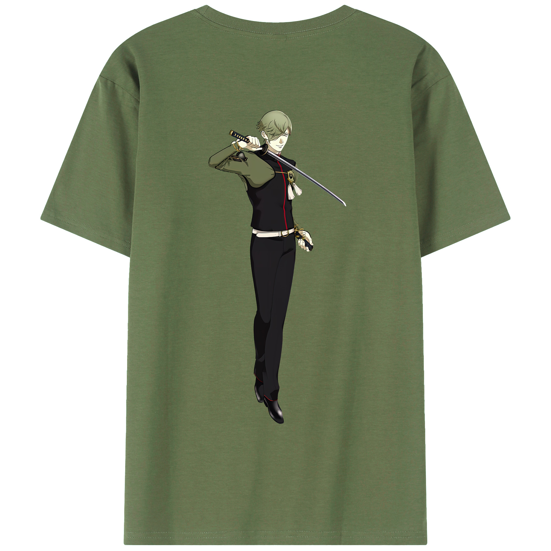 （画像用） 刀剣乱舞 Touken Ranbu 綿100％ メンズ半袖Tシャツ（バックプリント） 通気性